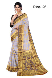 Golden Canopy: Mysore Crepe Silk Draped in Zari Jaal