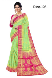 Silk Cascade: Flowing Crepe with Royal Zari Weaves