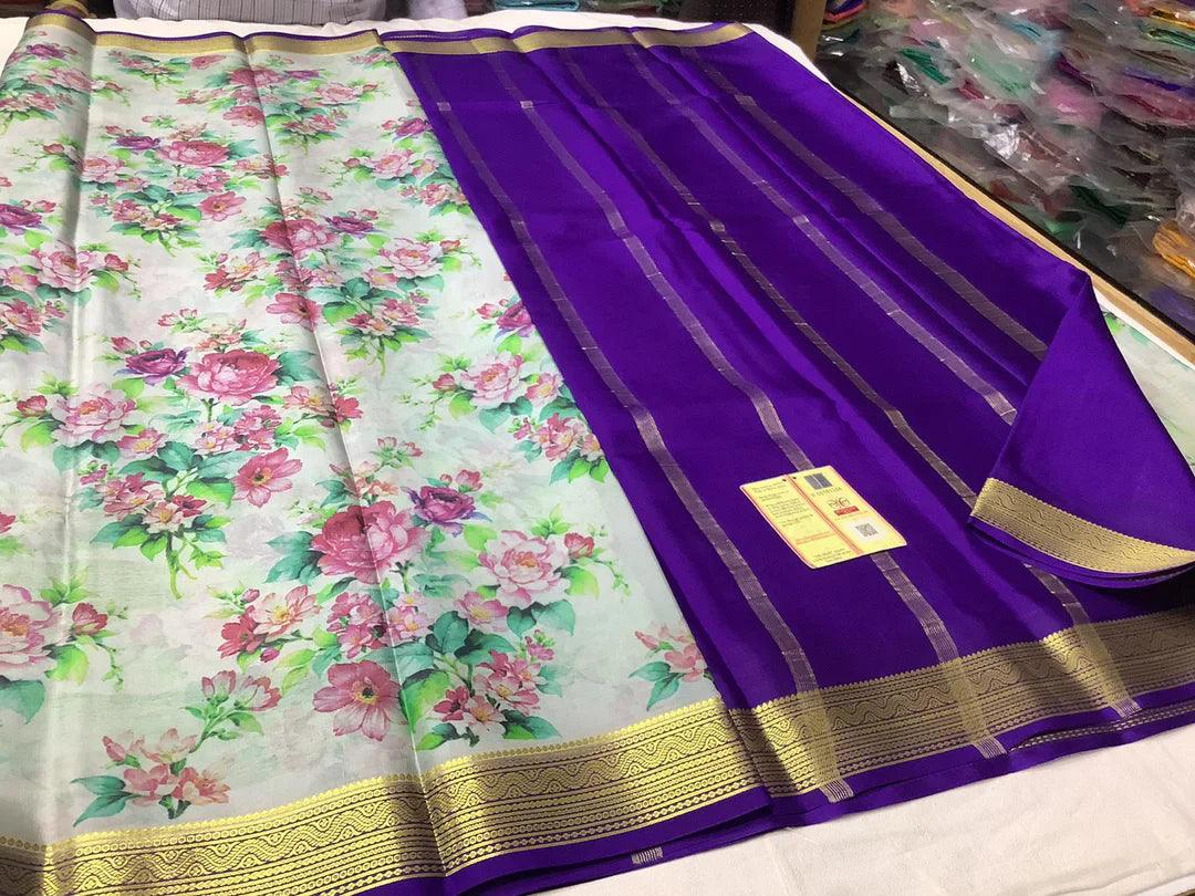 Luxurious Mysore Printed Crepe Silk Sarees for Women
