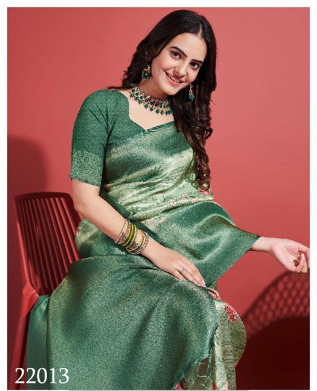 Modern Prints, Timeless Grace: Digital Soft Silk Sarees in Sea Green