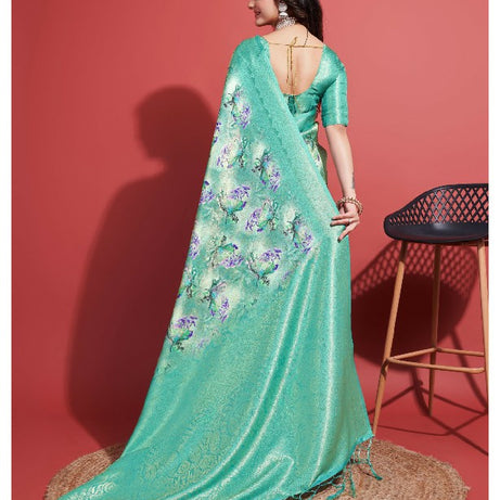 Contemporary Charm: Digital Printed Soft Silk Sarees in Rama