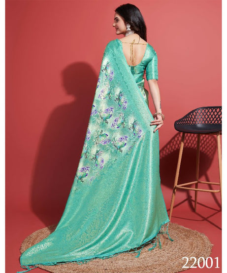 Contemporary Charm: Digital Printed Soft Silk Sarees in Rama