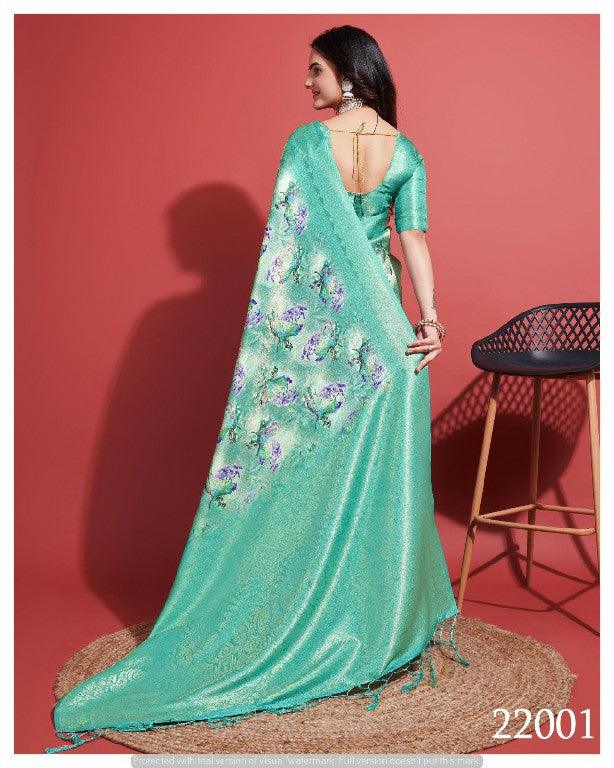 Contemporary Charm: Digital Printed Soft Silk Sarees in Rama