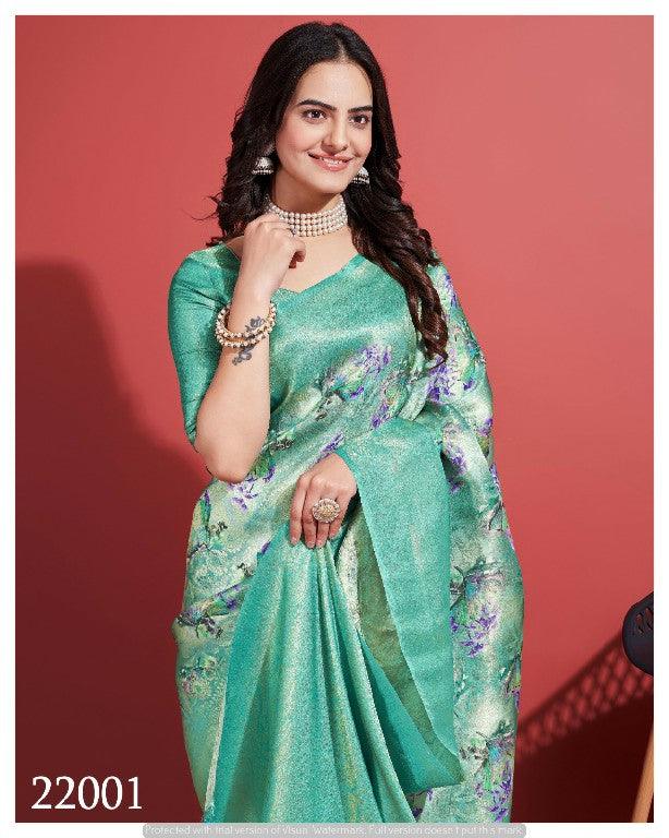 Contemporary Charm: Digital Printed Soft Silk Sarees in Rama
