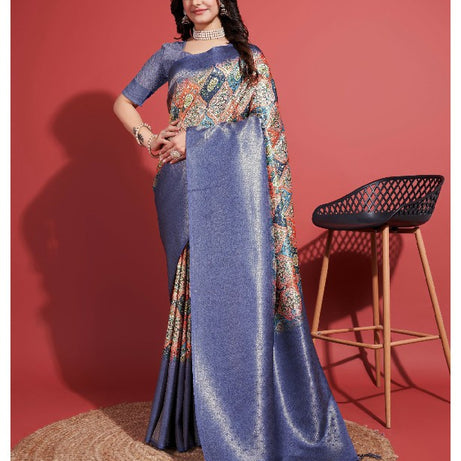 Contemporary Charm: Digital Printed Soft Silk Sarees in Purple