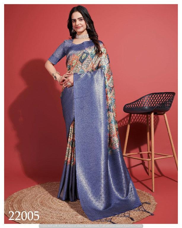 Contemporary Charm: Digital Printed Soft Silk Sarees in Purple