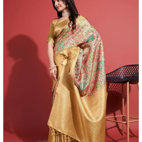 Contemporary Charm: Digital Printed Soft Silk Sarees in Yellow