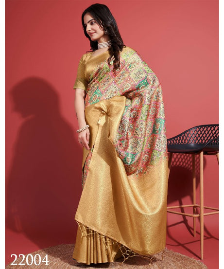 Contemporary Charm: Digital Printed Soft Silk Sarees in Yellow