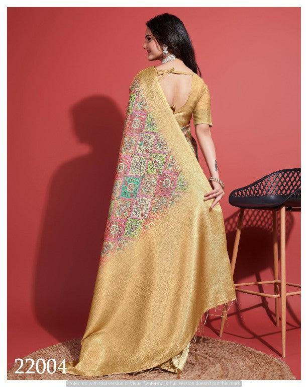 Contemporary Charm: Digital Printed Soft Silk Sarees in Yellow
