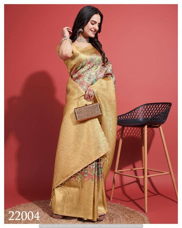 Contemporary Charm: Digital Printed Soft Silk Sarees in Yellow