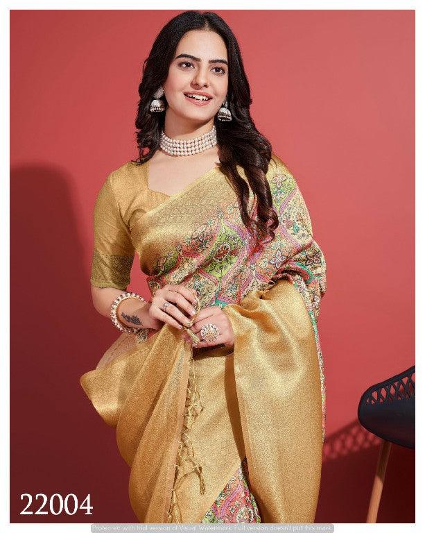 Contemporary Charm: Digital Printed Soft Silk Sarees in Yellow
