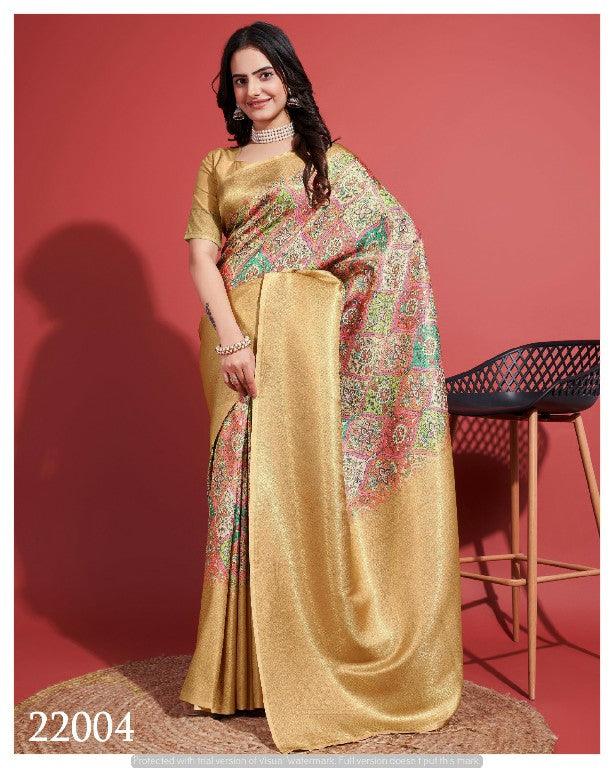 Contemporary Charm: Digital Printed Soft Silk Sarees in Yellow