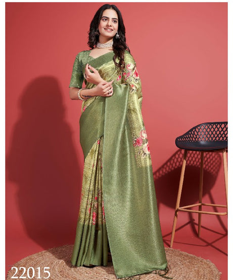 Digitally Crafted Beauty: Modern Soft Silk Sarees in Green