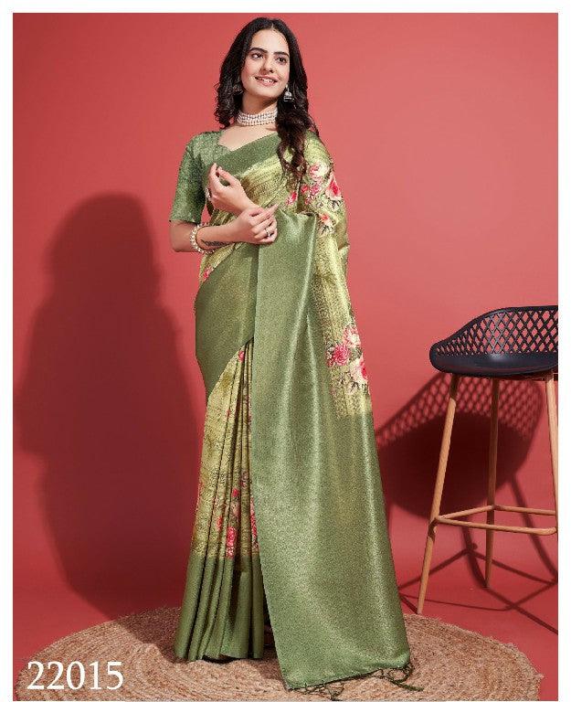 Digitally Crafted Beauty: Modern Soft Silk Sarees in Green