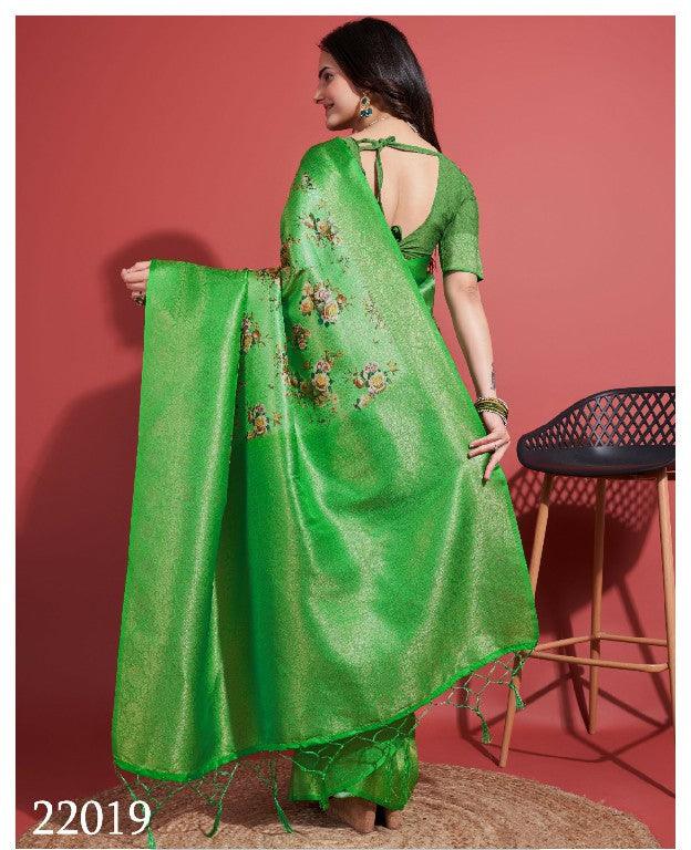 Digitally Crafted Beauty: Modern Soft Silk Sarees in Green