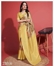 Digitally Crafted Beauty: Modern Soft Silk Sarees in Yellow