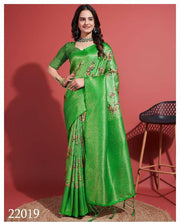 Digitally Crafted Beauty: Modern Soft Silk Sarees in Green