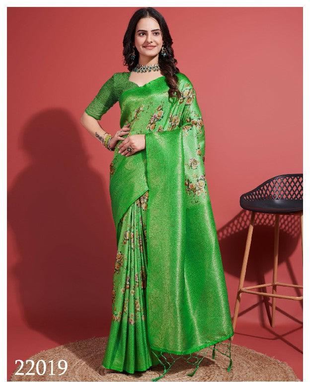 Digitally Crafted Beauty: Modern Soft Silk Sarees in Green