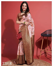 Digitally Crafted Beauty: Modern Soft Silk Sarees in Brown