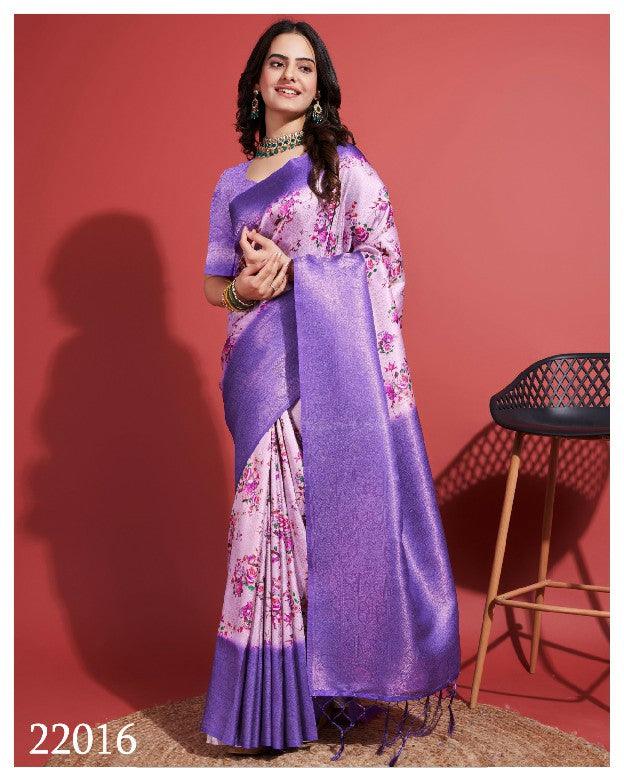 Digitally Crafted Beauty: Modern Soft Silk Sarees in Purple