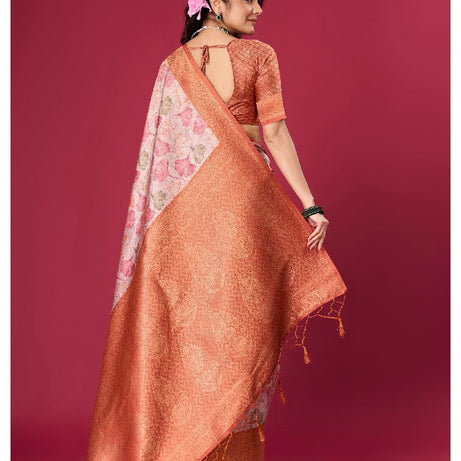 Art Meets Elegance: Digital Prints on Soft Silk in Orange