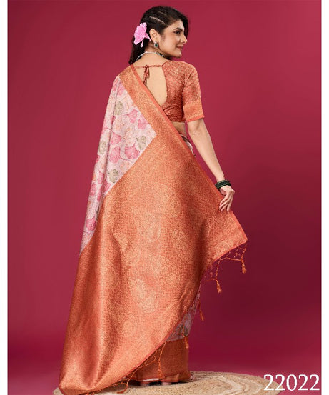 Art Meets Elegance: Digital Prints on Soft Silk in Orange