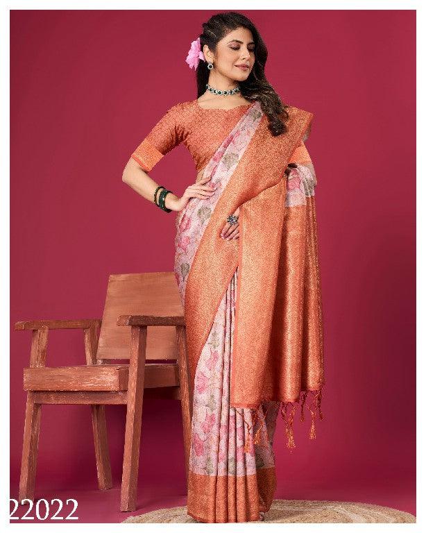 Art Meets Elegance: Digital Prints on Soft Silk in Orange