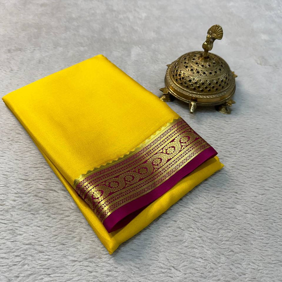 Beautiful Pure Mysore silk sarees in Elegant Traditional border