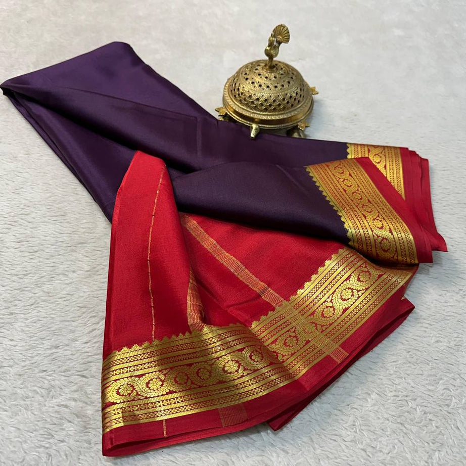 Beautiful Pure Mysore silk sarees in Elegant Traditional border