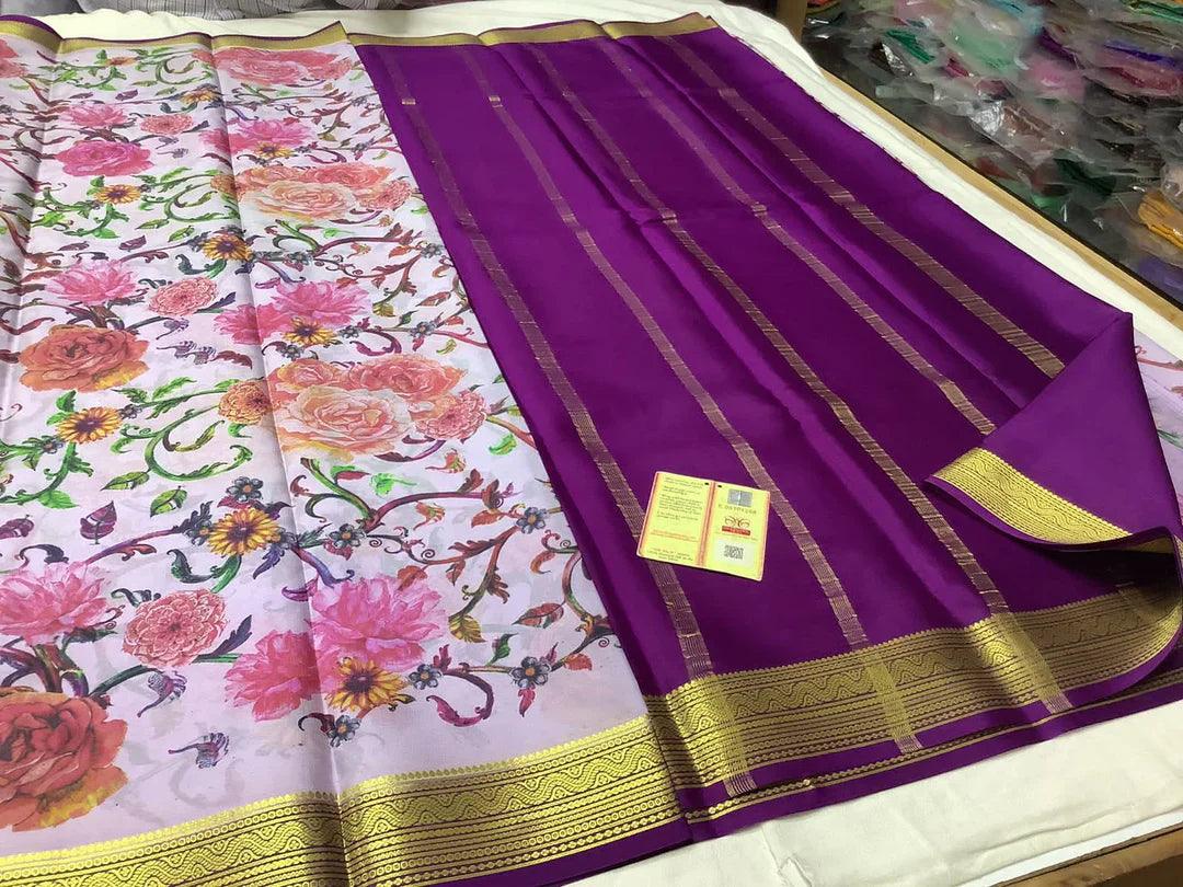 Graceful Mysore Printed Floral Crepe Silk Sarees