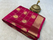 Regal Harmony: Peacock & Chakra Motifs in Chex Soft Silk Elegance