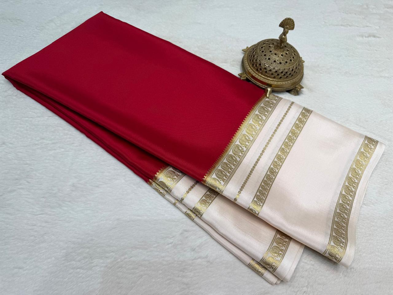 Soft Silk Saree with Traditional Gaj (Elephant) Motif Zari Border