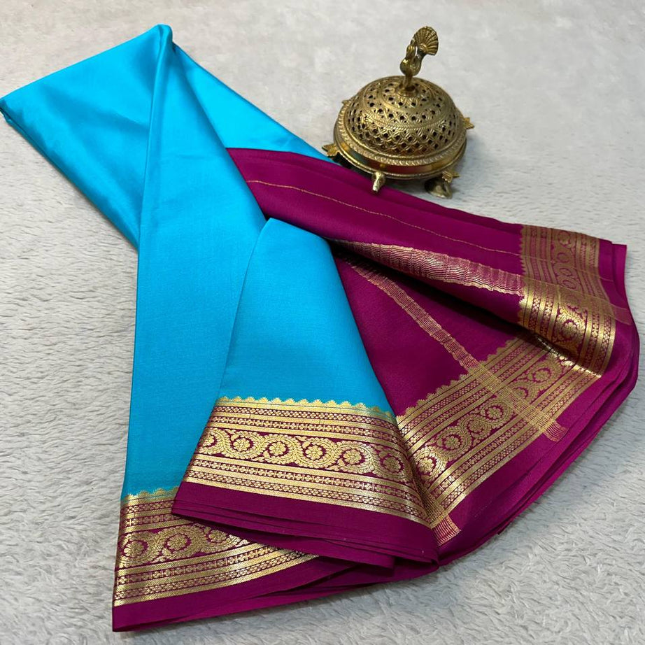 Beautiful Pure Mysore silk sarees in Elegant Traditional border