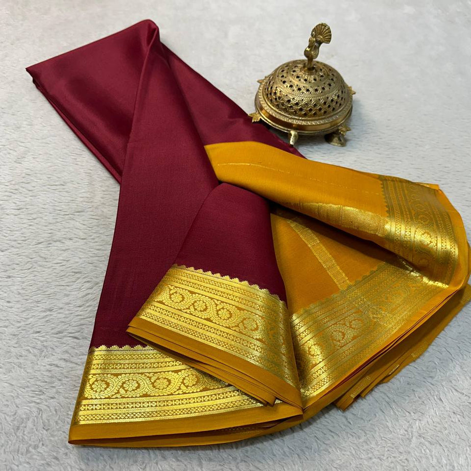 Beautiful Pure Mysore silk sarees in Elegant Traditional border