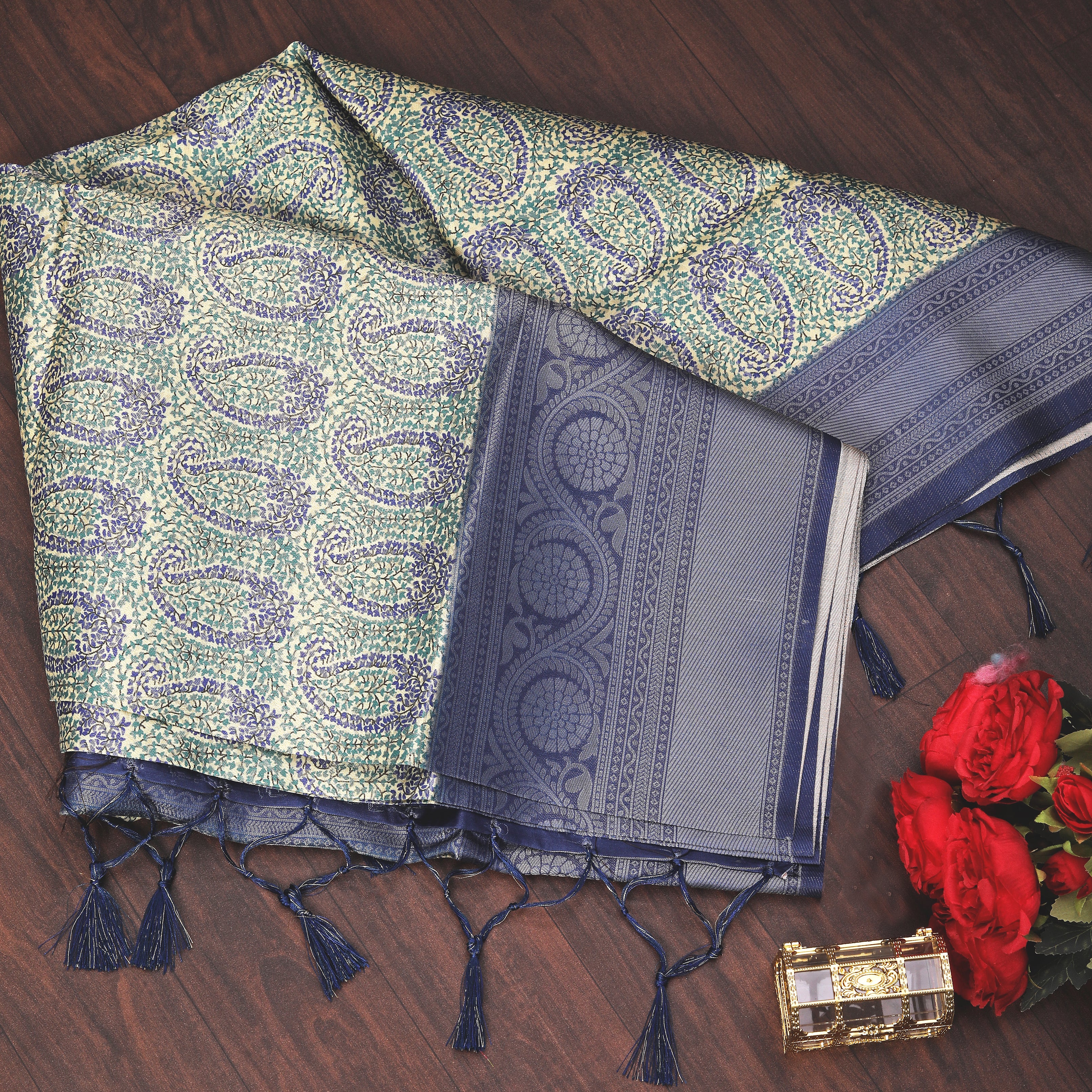 Digital soft silk printed saree in Lavender