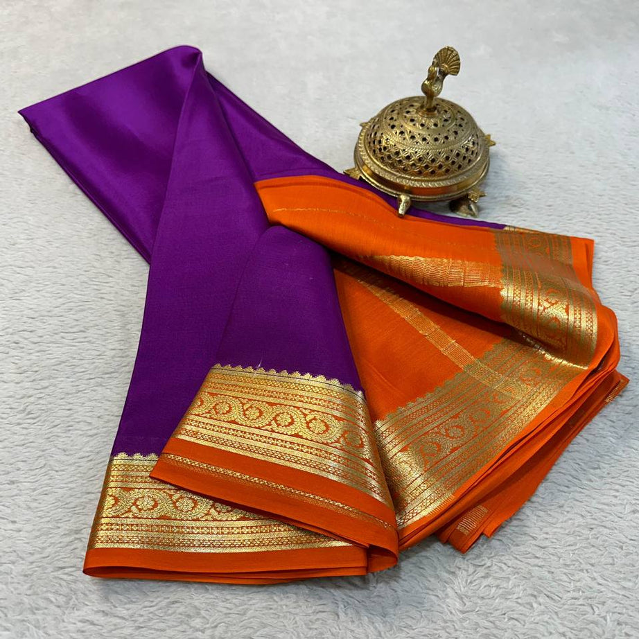 Beautiful Pure Mysore silk sarees in Elegant Traditional border