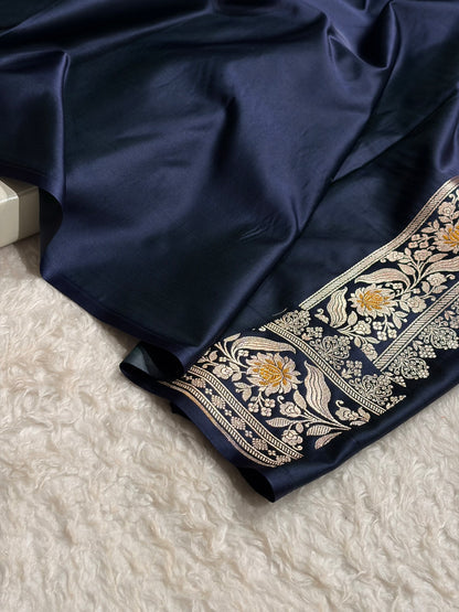 Mashru Satin Silk Banarasi Saree with Scalloped Border & Rupa Sona Motifs