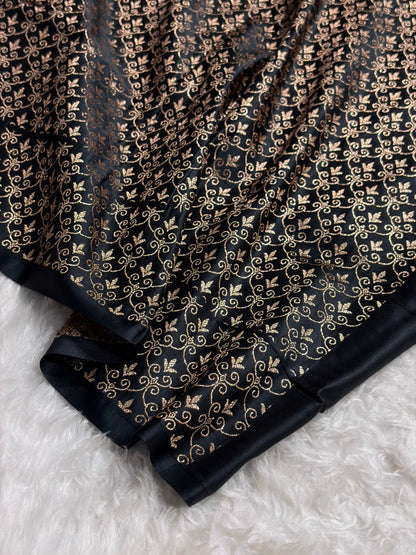 Banarasi Mashru Silk Saree with Floral Scalloped Border & Rupa Sona Motifs