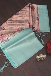 Digital soft silk printed saree in Rama
