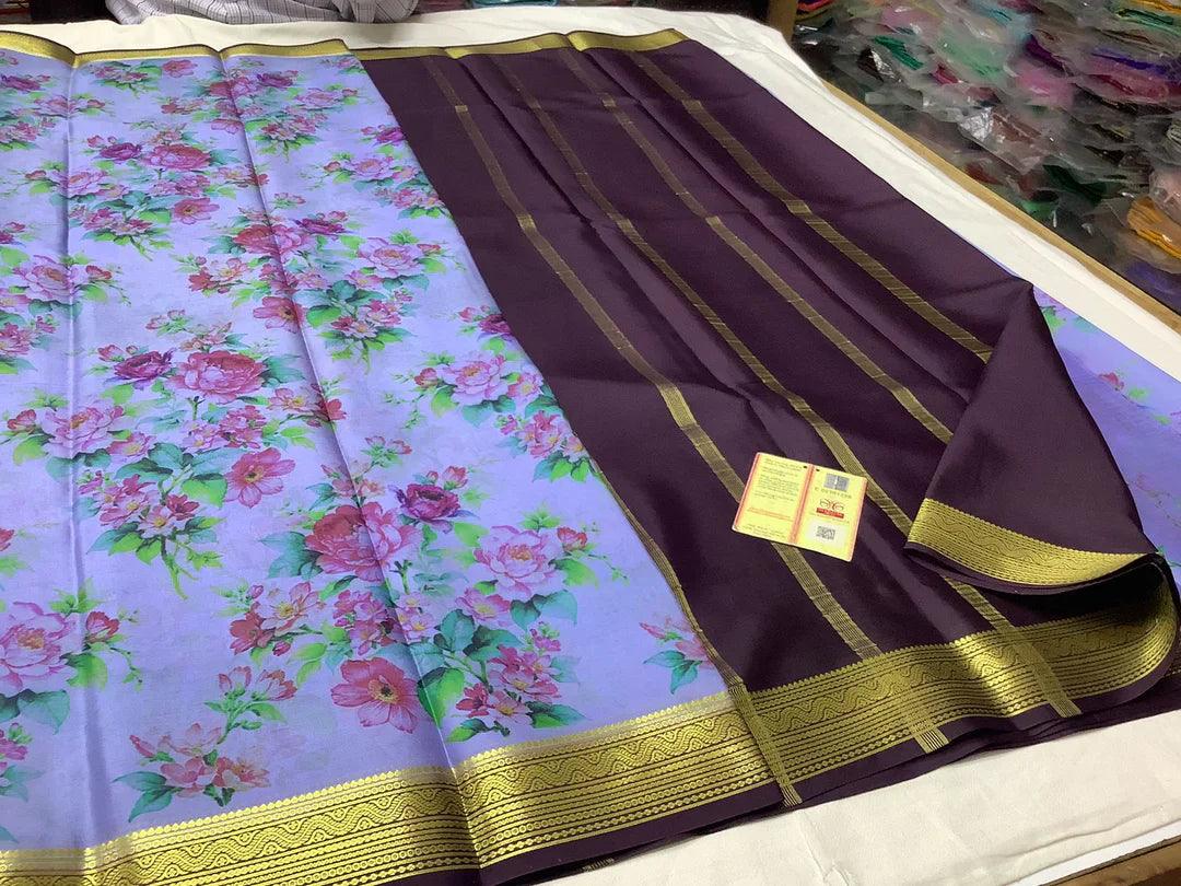 Mysore Printed Crepe Silk Sarees for Weddings