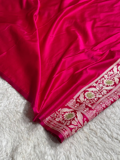 Mashru Satin Silk Banarasi Saree with Scalloped Border & Rupa Sona Motifs