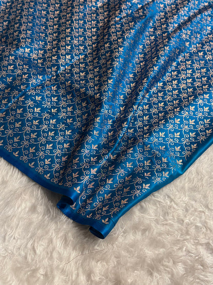 Banarasi Mashru Silk Saree with Floral Scalloped Border & Rupa Sona Motifs
