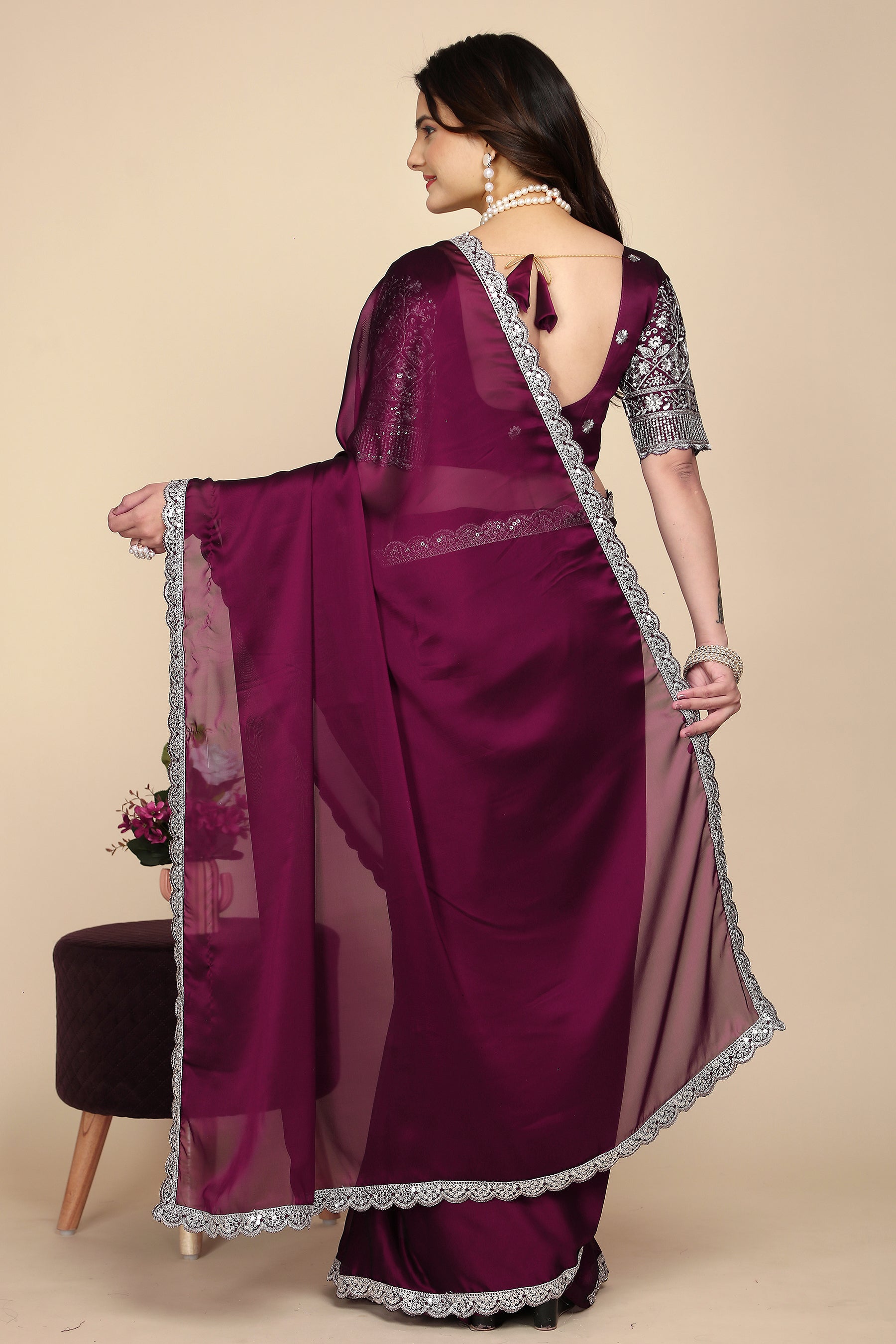 Embroidered to Perfection: A Timeless Fashion Statement in wine colour