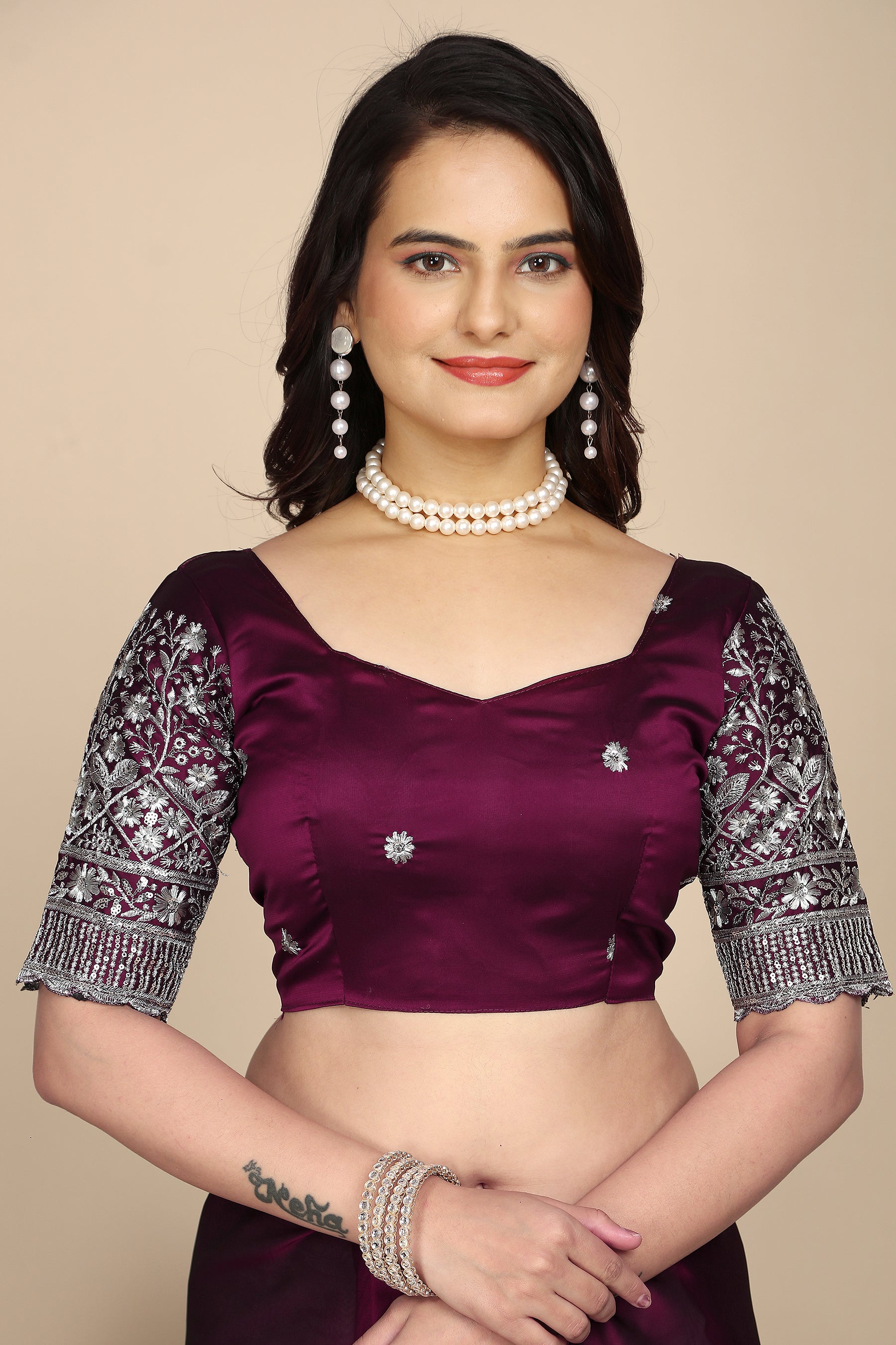 Embroidered to Perfection: A Timeless Fashion Statement in wine colour