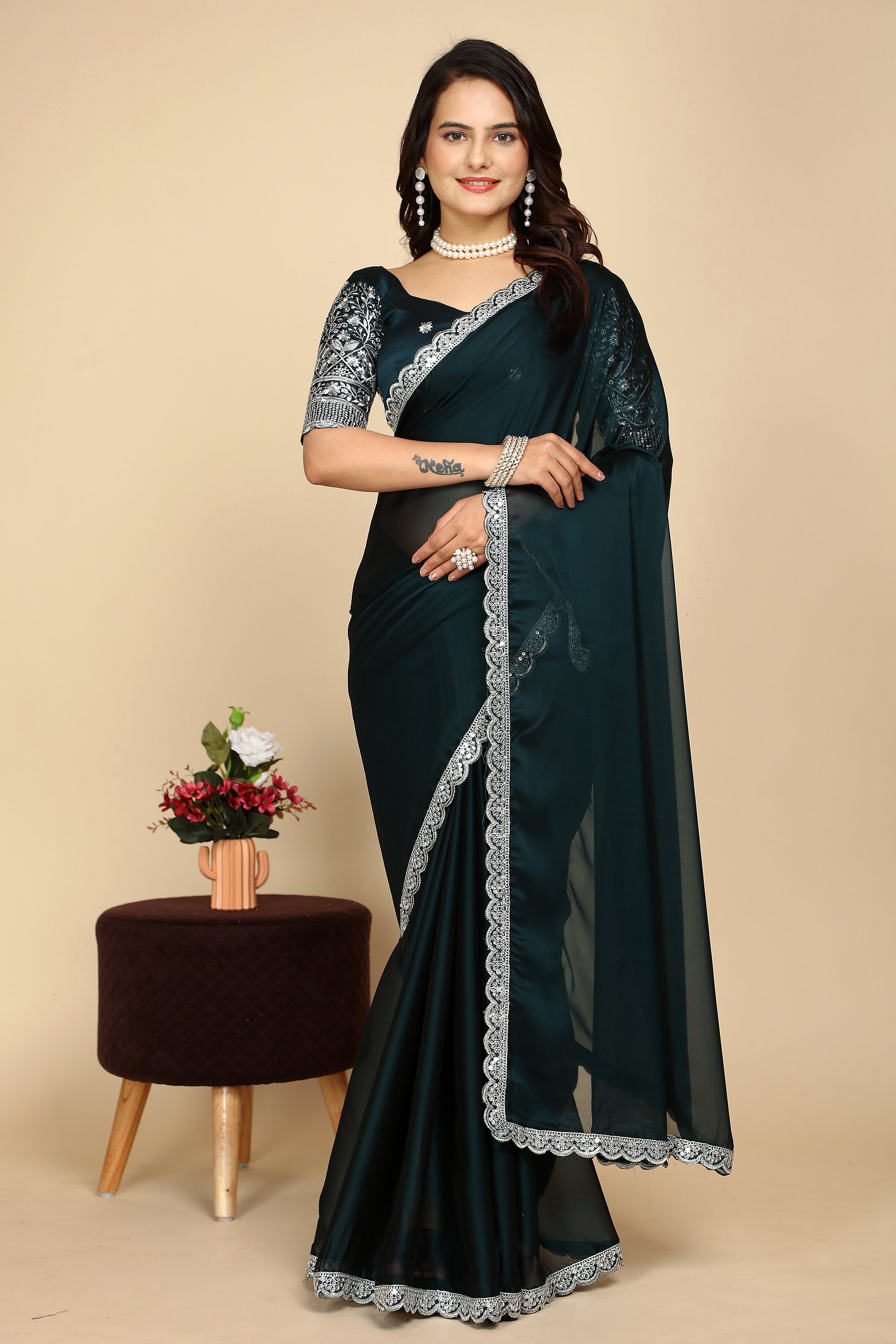Drape Yourself in Sophistication: Stunning Hand-Embroidered Saree
