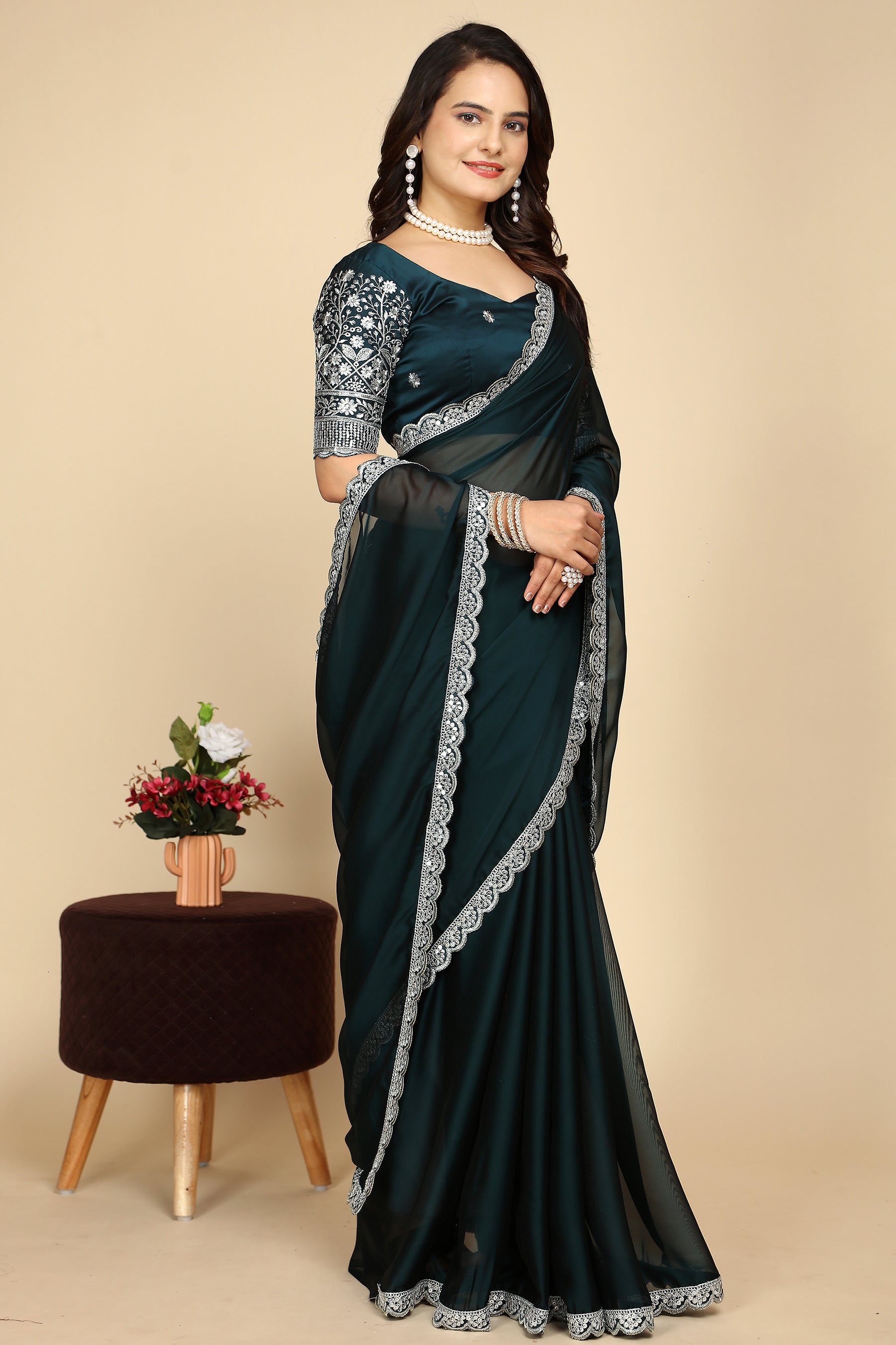 Drape Yourself in Sophistication: Stunning Hand-Embroidered Saree