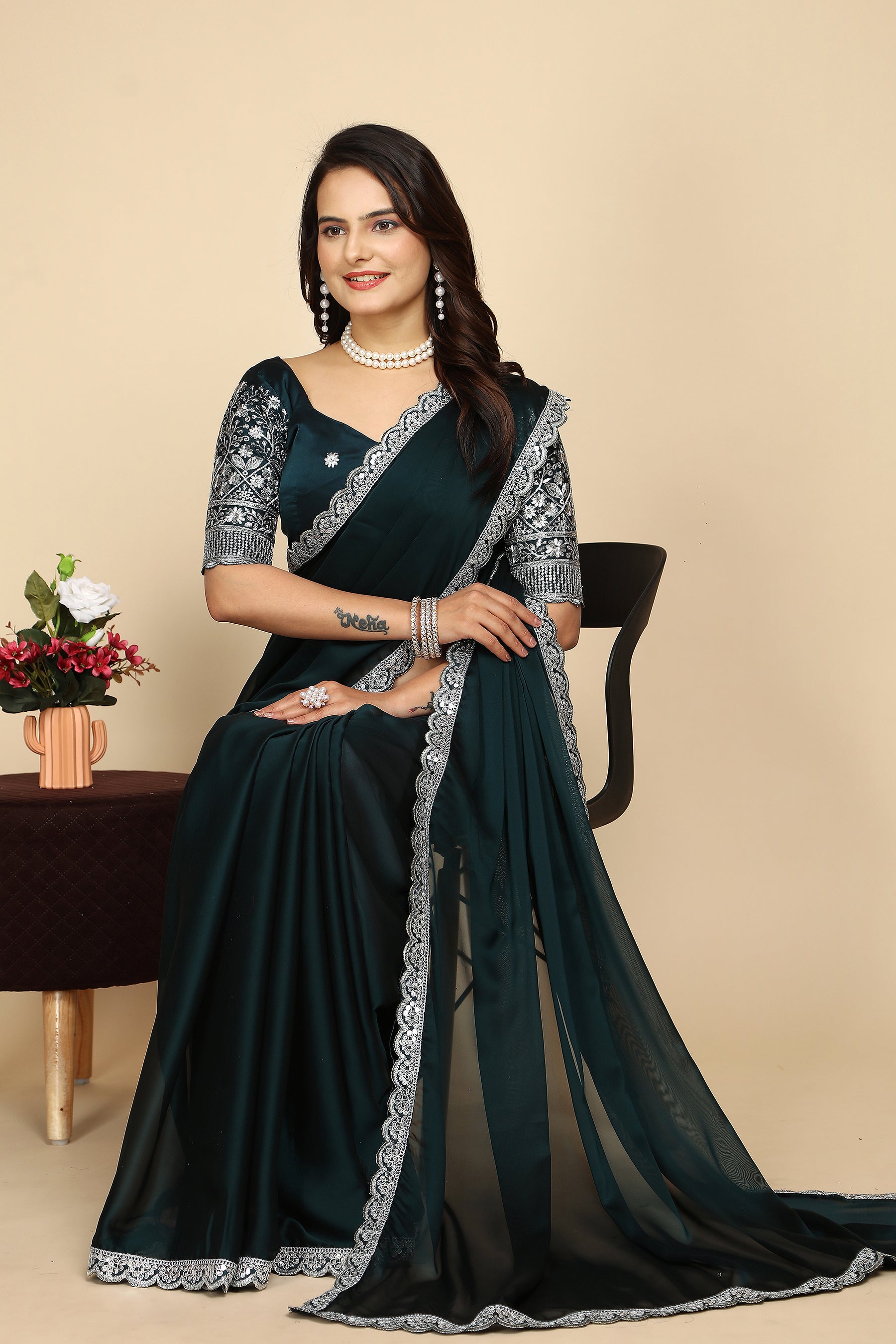 Drape Yourself in Sophistication: Stunning Hand-Embroidered Saree