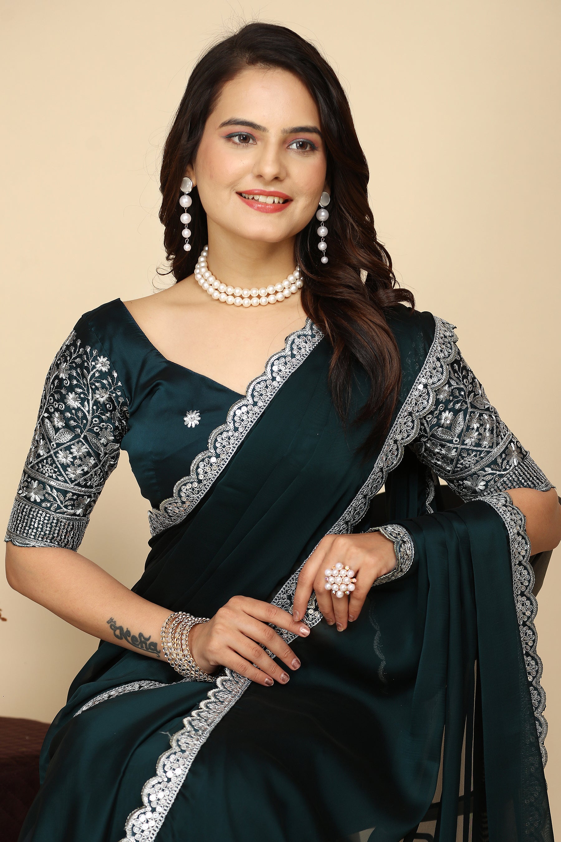 Drape Yourself in Sophistication: Stunning Hand-Embroidered Saree