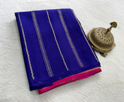 Borderless Crepe Silk Saree with Gold & Silver Zari Stripes | Rich Contrast Pallu