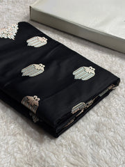 Banarasi Mashru Silk Saree Black | Minakari Boota Rupa Sona Jacquard Saree